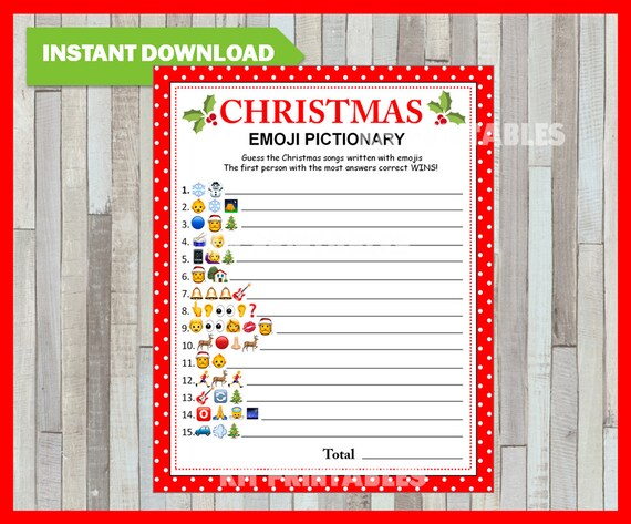 Christmas Songs EMOJI Pictionary Christmas party game | Etsy