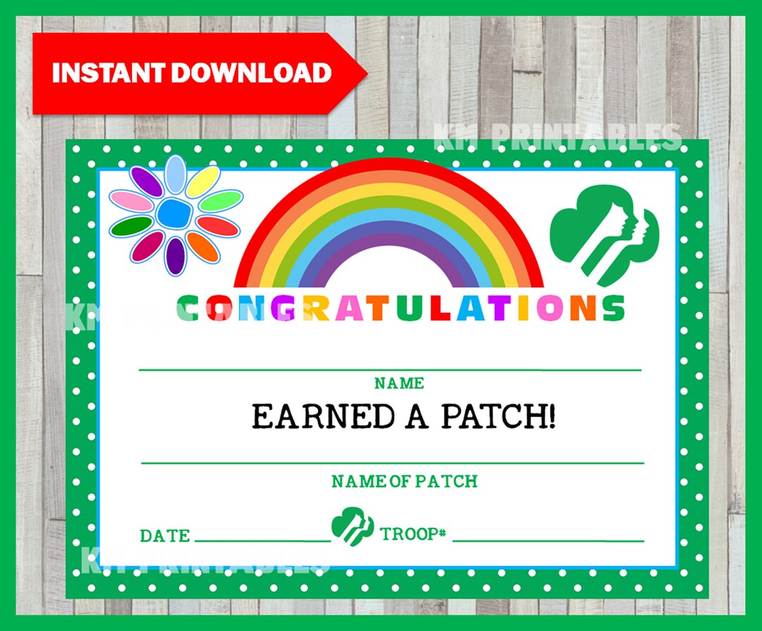 Daisy Girl Scouts Patch Certificate, Printable Instant Download - Etsy