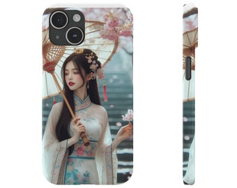 Phone Case iPhone 15 Chinese Woman with Umbrella Slim Phone Case