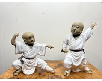 yixing zisha pottery Carved Buddhism temple buddhist monk Warrior Monk statue