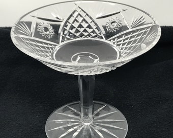 Vintage Lead Cut Crystal Pedestal Bowl