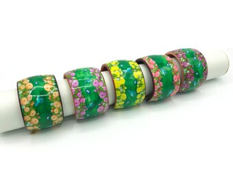 Handgefertigte, verstellbare Manschettenarmbänder „Rosen“ aus Polymerton, hergestellt in Frankreich, mit 5 Farben zur Auswahl, Geschenk für Frauen