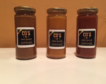 CO's Wing Sauce & Marinade Sampler Set of 3 (8 oz Jars)