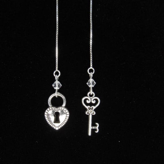 Llave de encanto del corazón 3d Sterling Silver Charms