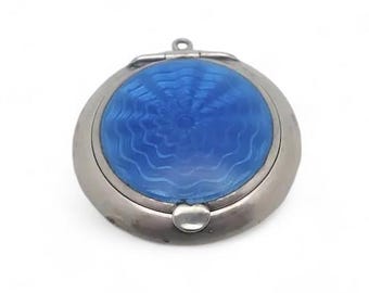 Antique English Silver Enamel Pill Box