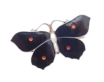 蝶ブローチ Psyche : NEW Arrival 本物の蝶の翅 アゲハ蝶 ブローチ兼ペンダント