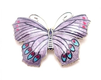 アンティークシルバーエナメル蝶ブローチ - Etsy 日本