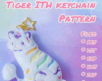 Kawaii Tiger ITH Keychain Embroidery Pattern