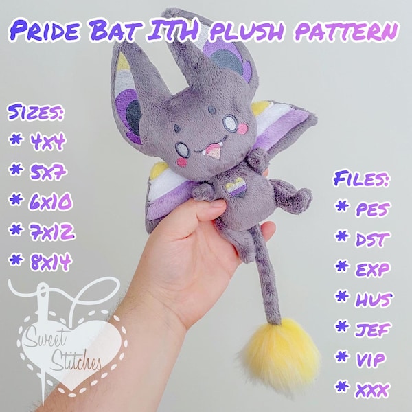 Pride Bat ITH Embroidery Only Pattern