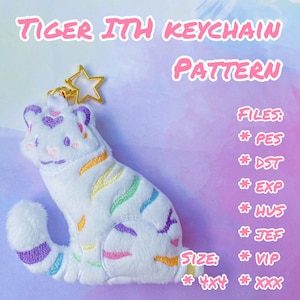 Kawaii Tiger ITH Keychain Embroidery Pattern