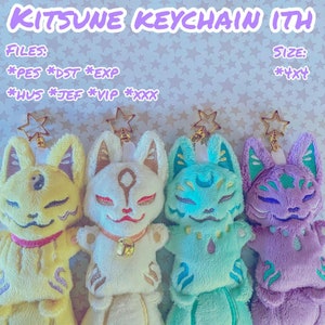 Kitsune ITH Keychain Embroidery Files Instant Download Pattern Only