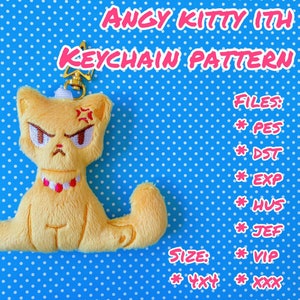 Angy Kitty Keychain ITH Embroidery Pattern