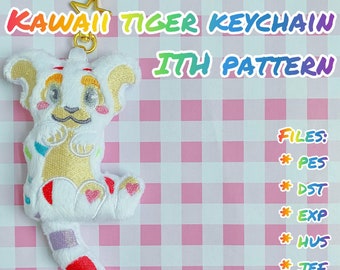 Hanging Kawaii Tiger Keychain ITH Embroidery Pattern