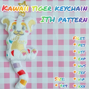Hanging Kawaii Tiger Keychain ITH Embroidery Pattern