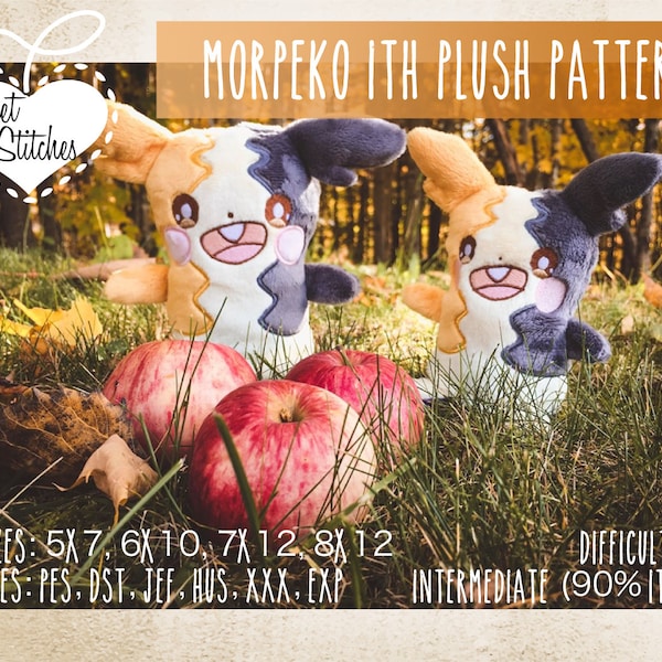 Morpeko ITH Plush, In The Hoop Plushie, Embroidery, Pokemon ITH, Pokemon Embroidery, Morpeko Embroidery, Plushie