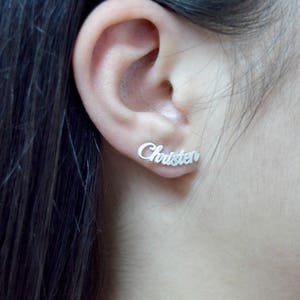 Oro massiccio 14K, Orecchino nome personalizzato, Orecchino lettera, Orecchino nome oro, Orecchino nome, Orecchino nome personalizzato, Oro rosa, Oro bianco
