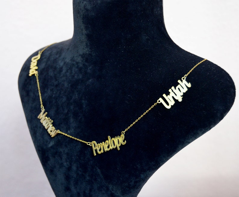 Name Necklace Family Name Necklace Four Name Necklace Etsy
