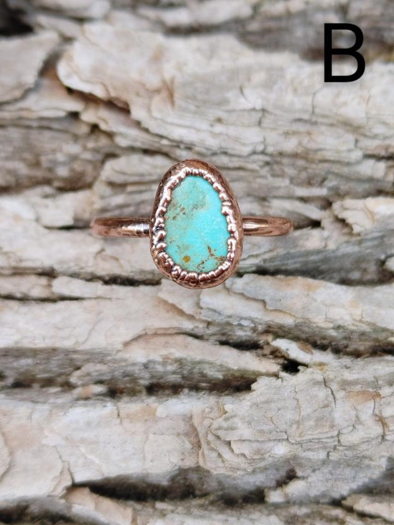 Kingman Turquoise Ring Natural Raw Turquoise Ring Copper Turquoise Ring Native American Cherokee Jewelry Boho Hippie Raw Gemstone Ring