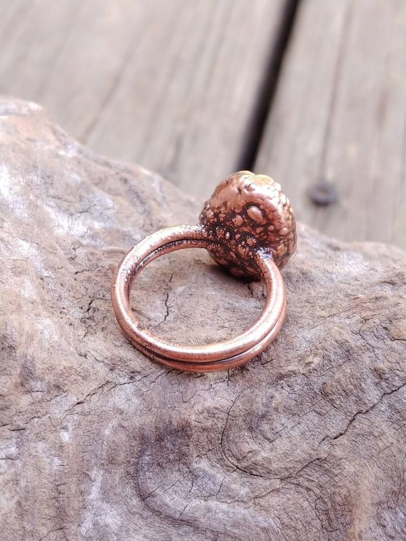 Golden Rutile Ring Golden Rulitated Quartz Jewelry Rutilated Quartz Ring Copper Electroformed Large Oval Gemstone Ring Boho Hippie Ring