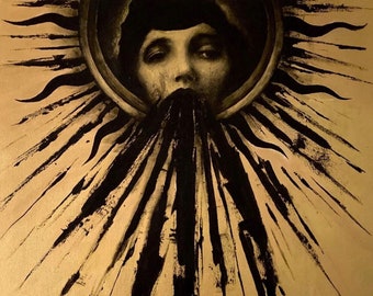 Framed poster Black Sun with Art Deco Girl