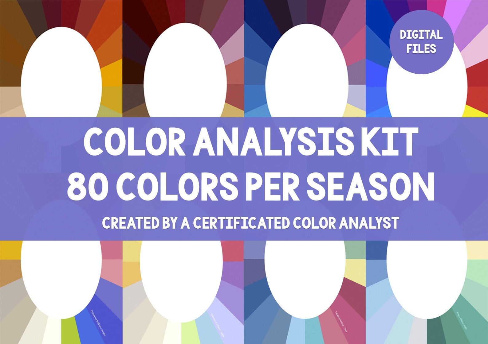 Color Analysis Kit 12 Season Color Palettes. DIY Swatches, Drapes, Cutouts.  digital Download 