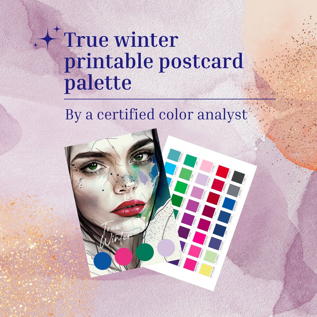 Printable PDF True Winter Seasonal Color Palette Postcard Etsy