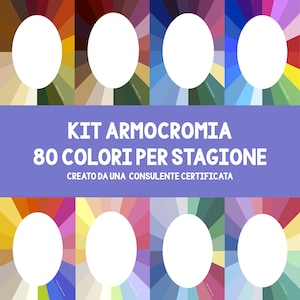 Kit Armocromia Cornici  - 80 colori per stagione - Per seduta fai da te e consulenti di immagine - File di Stampa PDF A4 in Alta qualità
