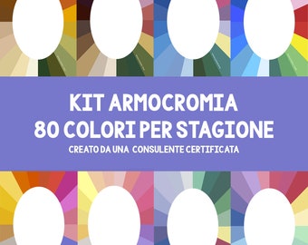 Kit Armocromia Cornici - 80 colori per stagione - Per seduta fai da te e consulenti di immagine - File di Stampa PDF A4 in Alta qualità