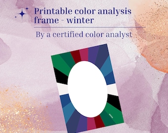 Printable color analysis frame  - Winter  - Diy and image consultant - Printable/Digital A4 pdf/png high quality
