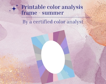 Printable color analysis frame  - Summer  - Diy and image consultant - Printable/Digital A4 pdf/png high quality