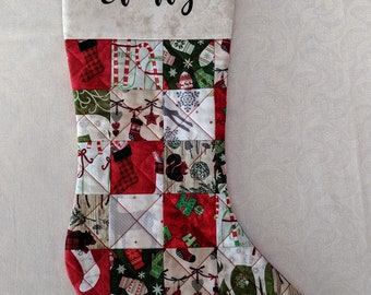 Personalized Lavender Herbs /& Honey Bee Christmas Stocking Quilted Patchwork Nature Handmade Farmhouse Rustic Holiday Sage