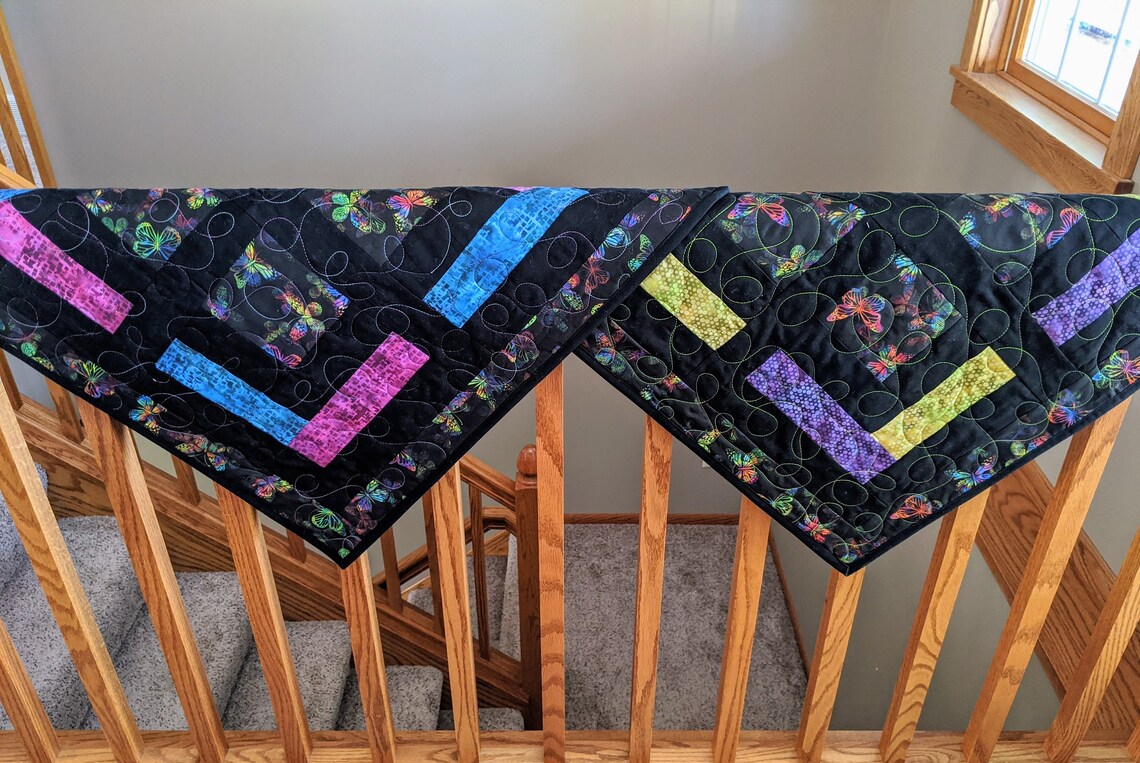 Quilted table topper Sofa table runner Black table topper Etsy