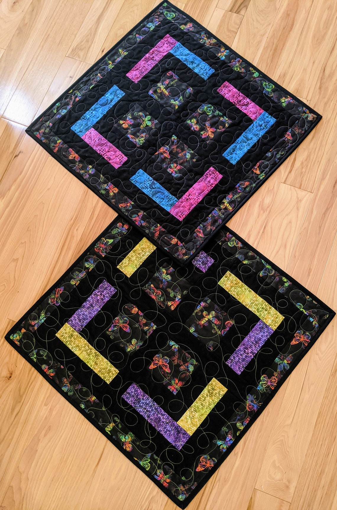 Quilted table topper Sofa table runner Black table topper Etsy