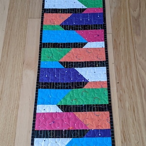Clearance Priced Multi-Colored Quilted Table Runner: Modern Star Design