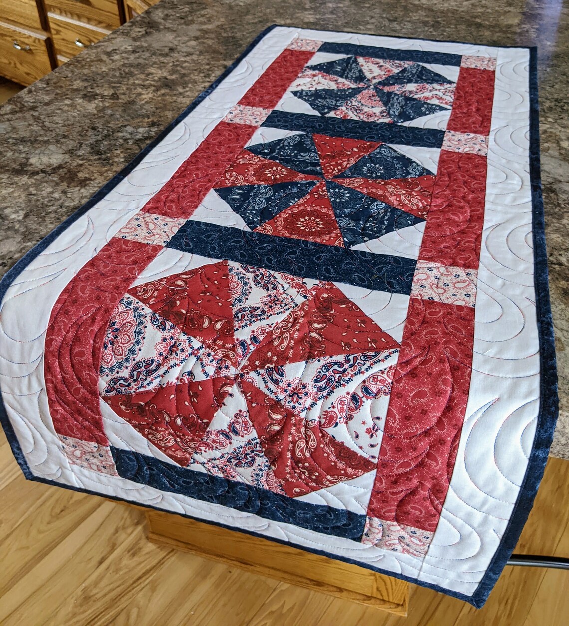 Red White and Blue Quilted Table Runner Bandana Etsy