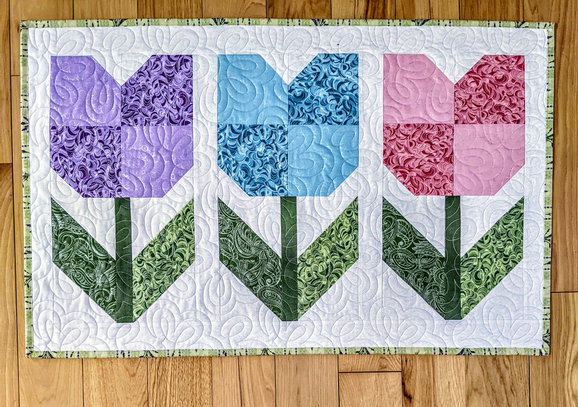 Quilted Table Topper Spring Table Topper Tulips - Etsy