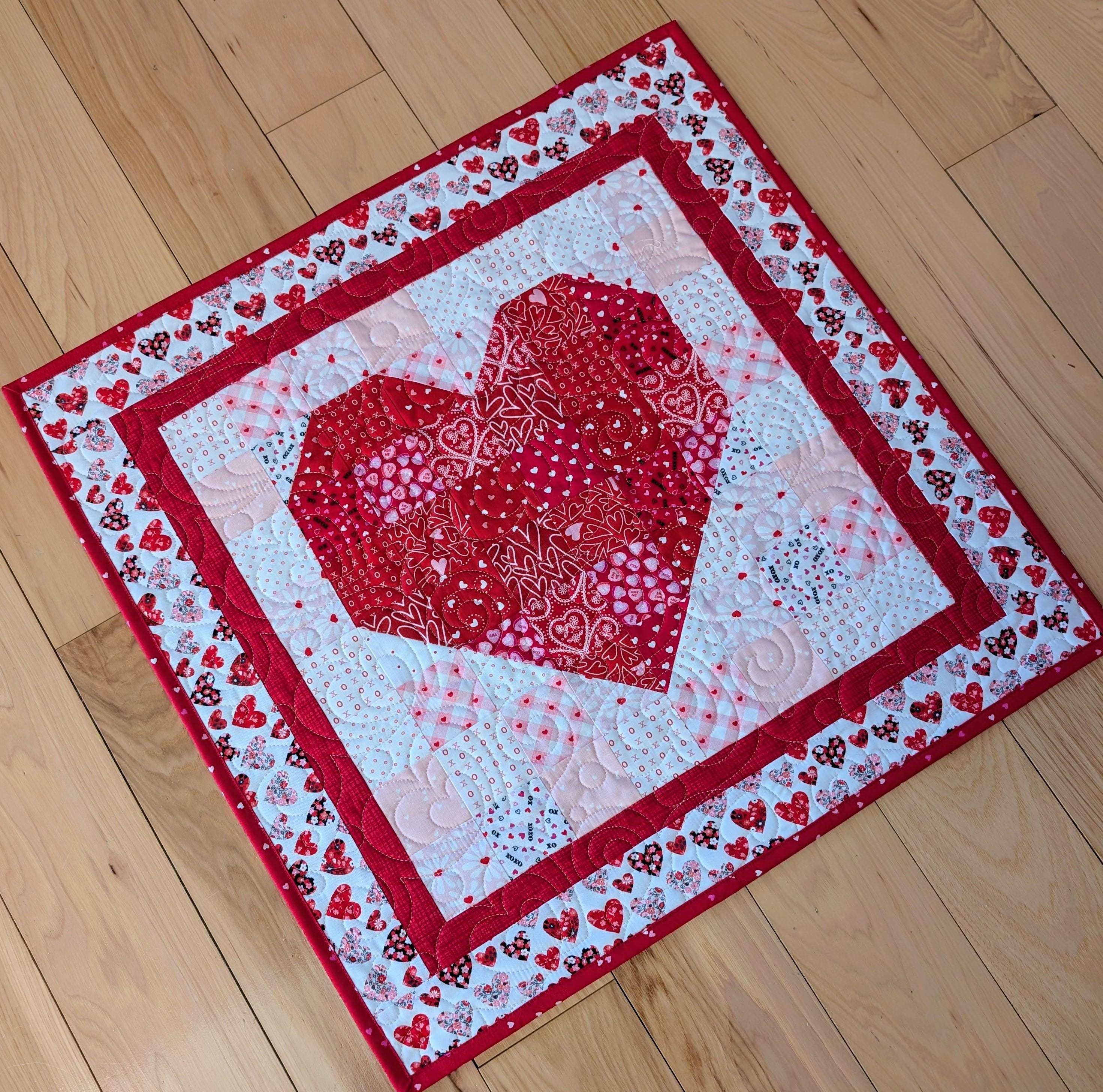 Red Heart Quilted Wall Hanging, Valentine's Fabric, 22 Inch Square - Etsy