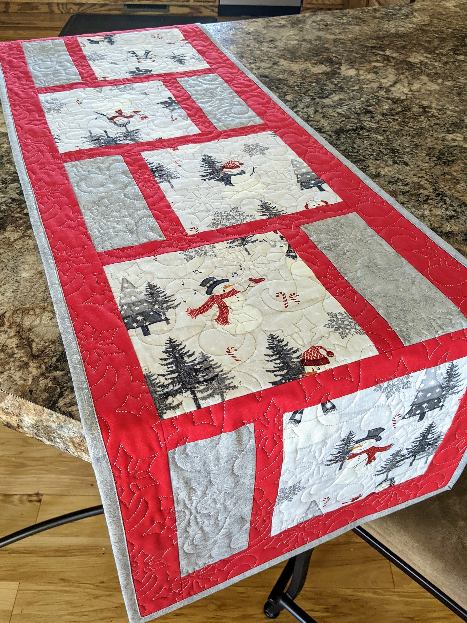 Snowman Table Runner Quilted Table Runner Etsy