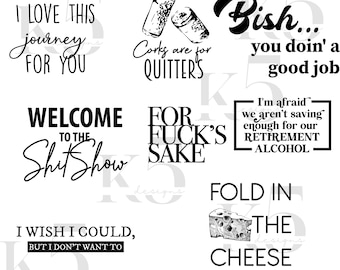 Funny sayings for napkins vector/PNG pack