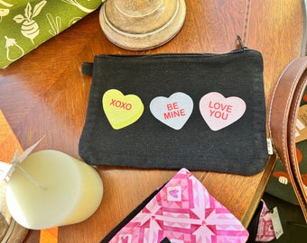 Valentine's Day eco tote zippered bag, purse, gift, be mine, xoxo