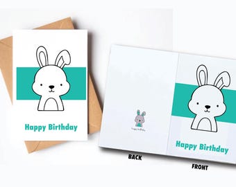 card digital download, Happy Birthday, Minimalistic Animal, happy birthday