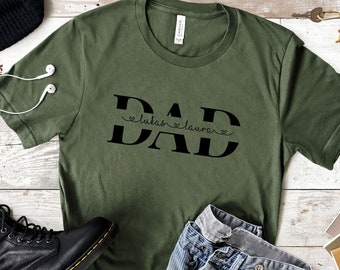 Custom Dad T-Shirt with Children's Names, Father's Day Present, Custom Family Shirt, Customizable Father's Day Gift, Graphic Tee