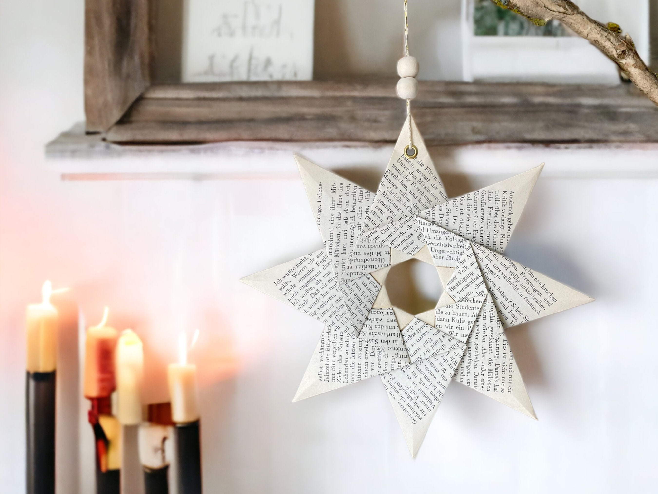 Stern aus Buchseiten, Origami, Sternanhänger, Weihnachten