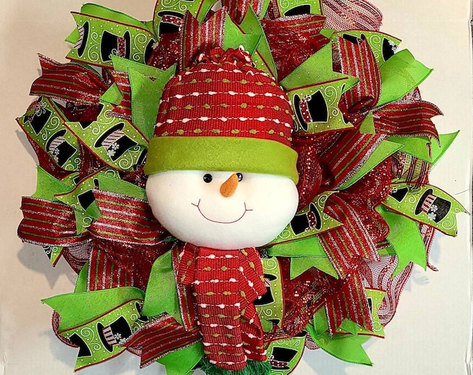 Snowman Wreath, Christmas Mesh, Holiday Decor, Whimsical Door Decor, Southern Living, Wall Decor