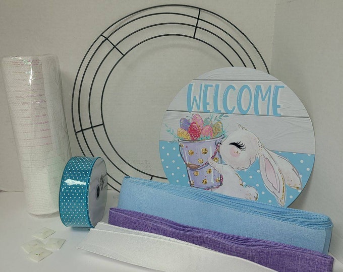 Welcome Bunny Wreath Kit, Pancake Wreath Kit, Easter Wreath Kit