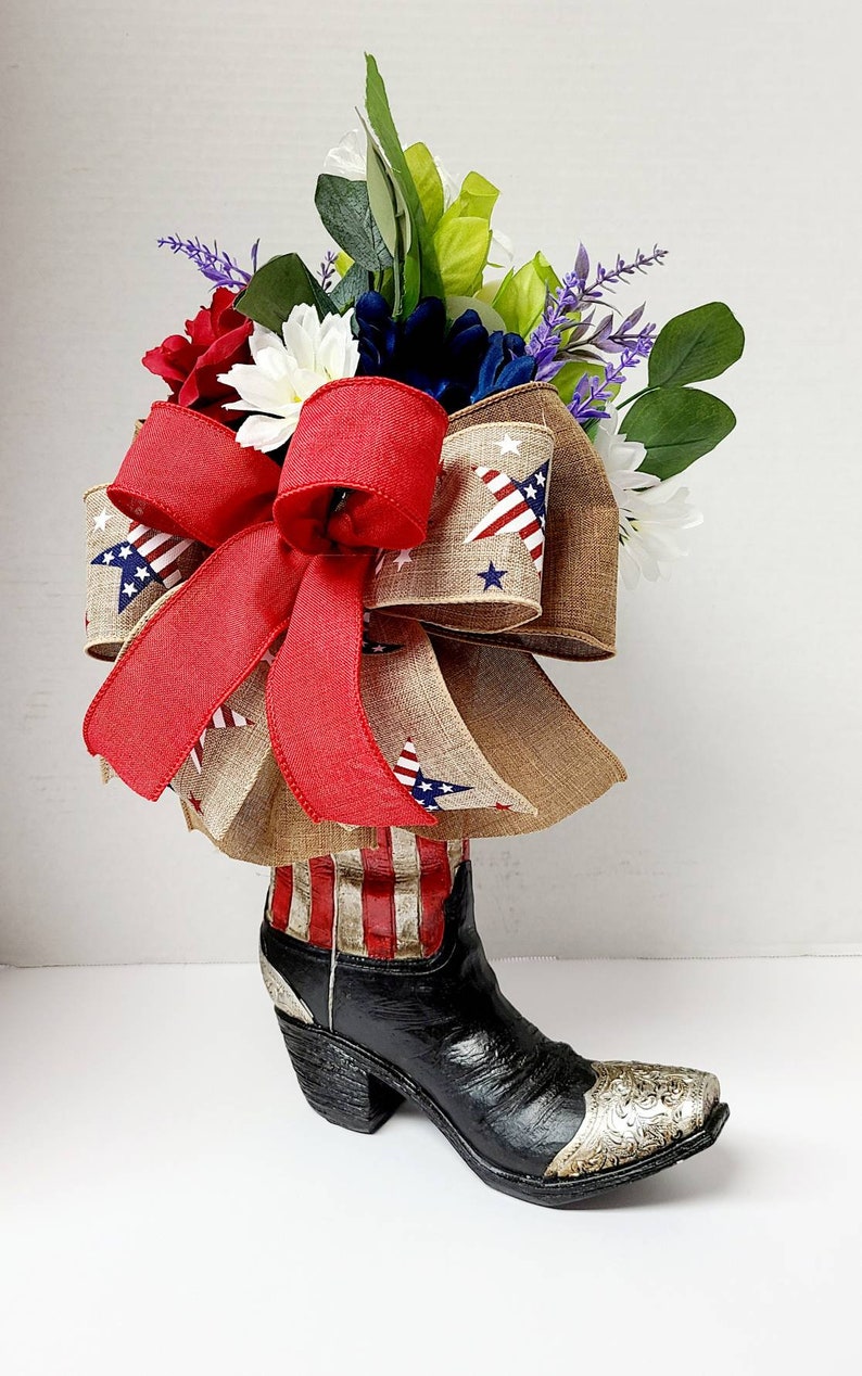 Patriotic Cowboy Boot Floral Centerpiece Summertime | Etsy