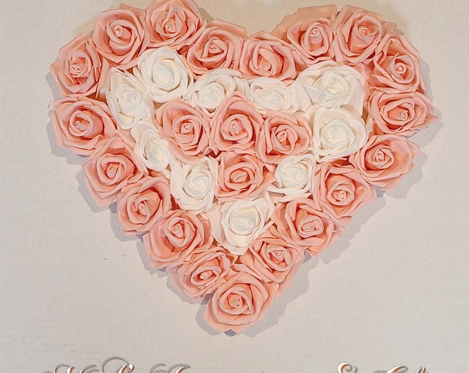 Handmade Rose Heart Wreath Attachment, Valentine's Day accessory, Holiday accent, Wall Decor