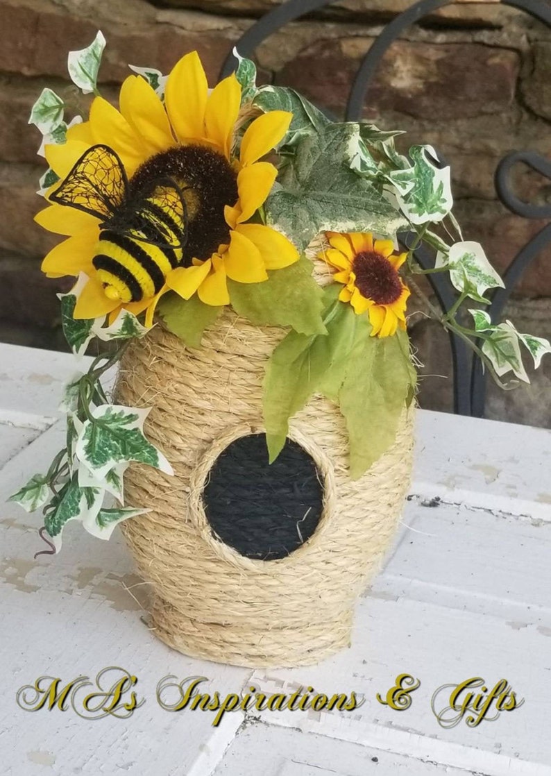 Bee Skep Sunflower Bee Hive Sisal Hive Home Decor Country Etsy