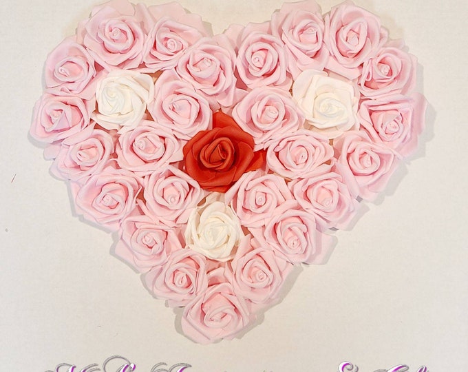 Handmade Rose Heart Wreath Attachment, Valentine's Day accessory, Holiday accent, Wall Decor