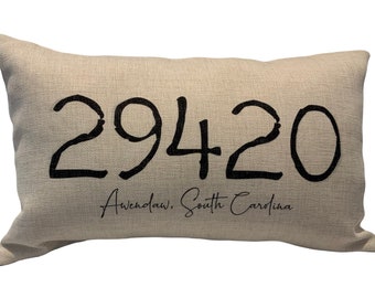 zip code pillows etsy